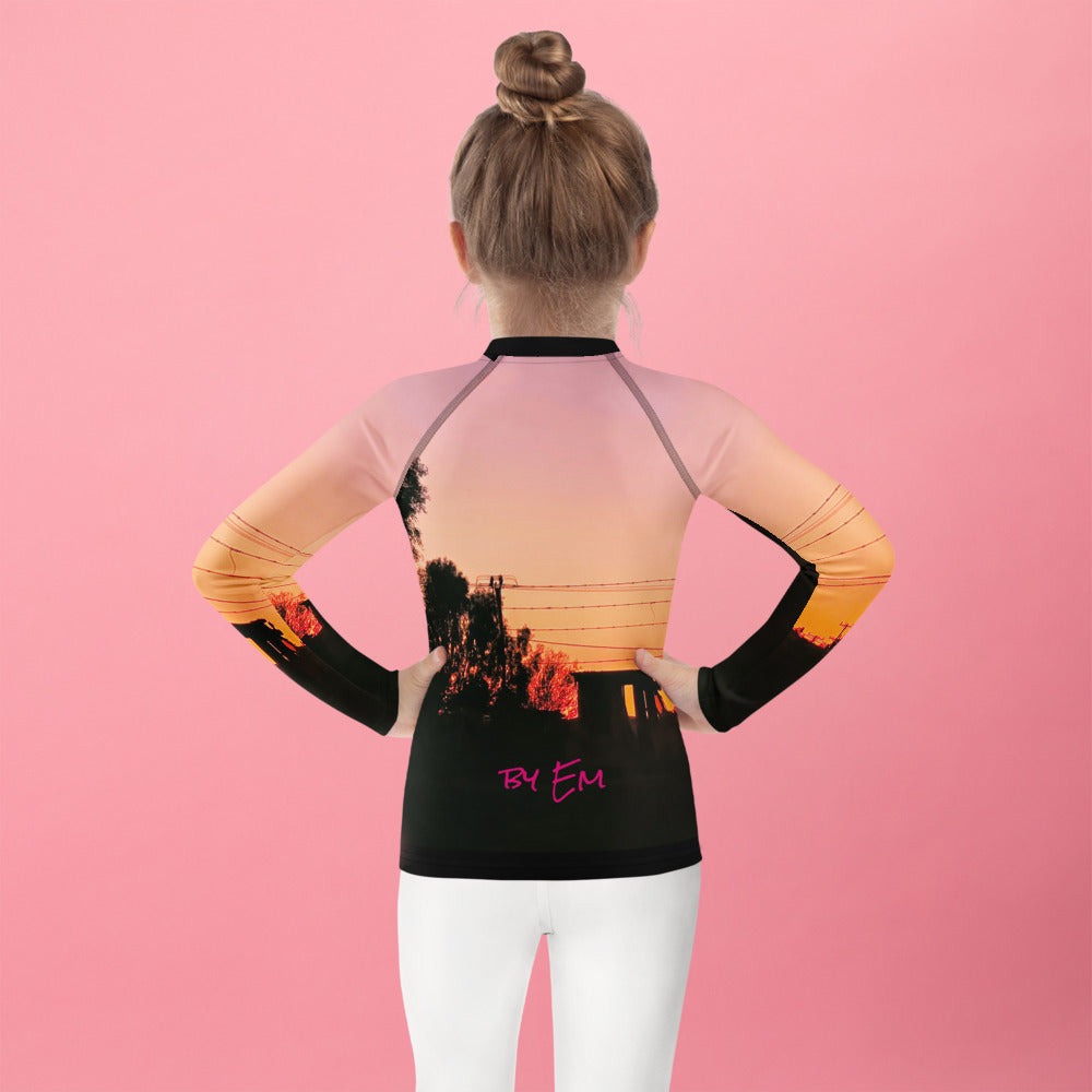 Sunrise Out the Back Kids Rash Guard - Red Dirt Dreaming by Em