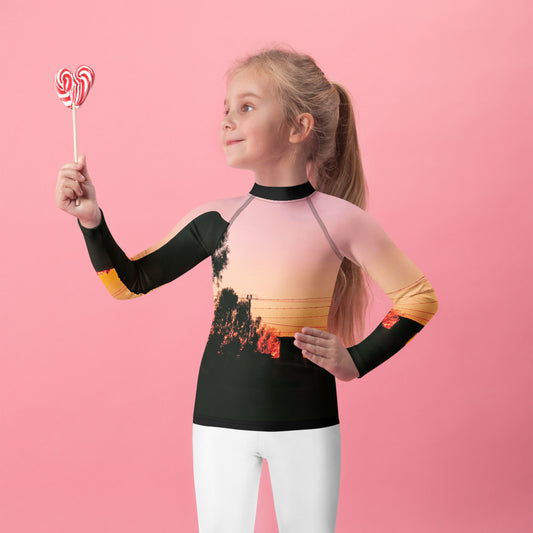 Sunrise Out the Back Kids Rash Guard - Red Dirt Dreaming by Em