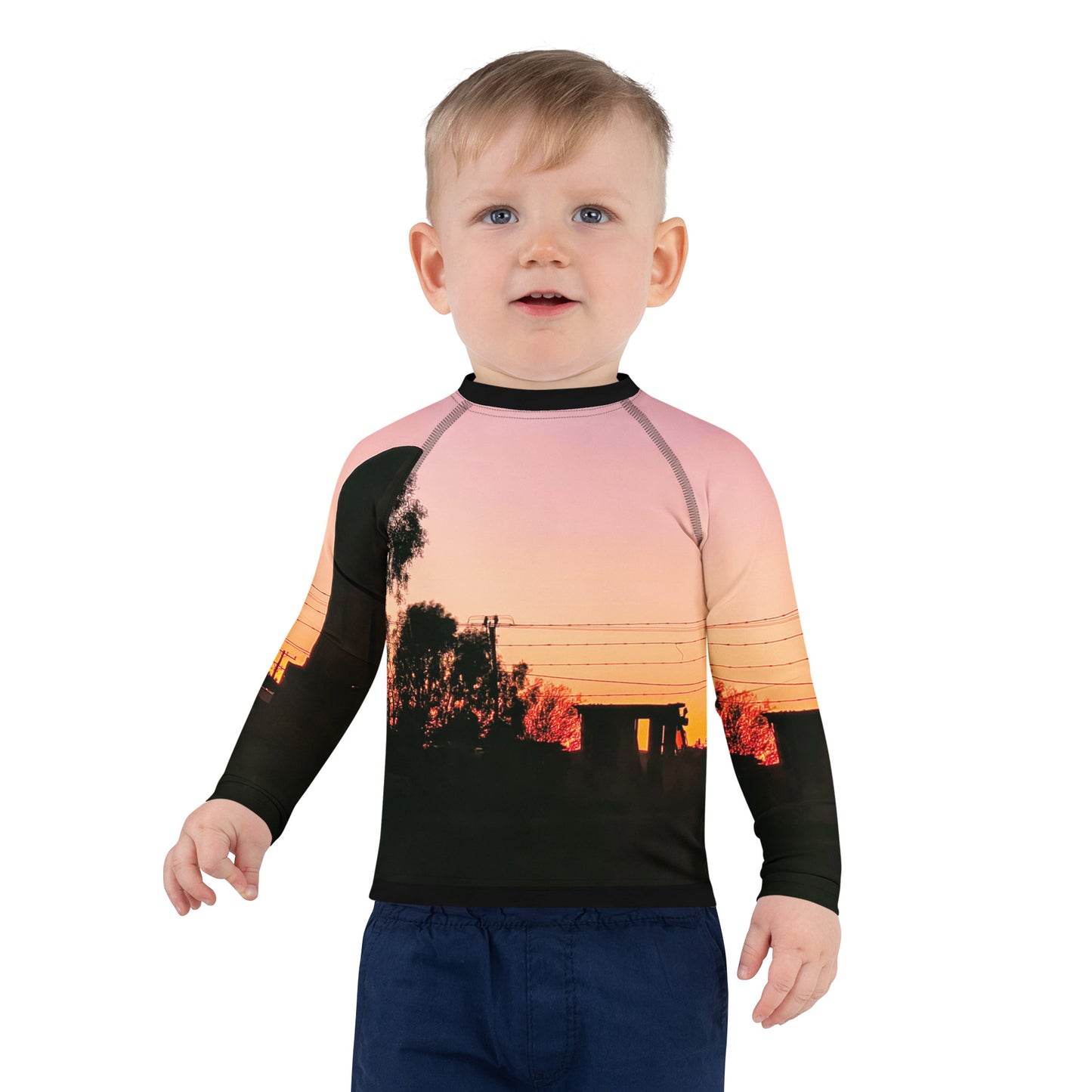 Sunrise Out the Back Kids Rash Guard - Red Dirt Dreaming by Em