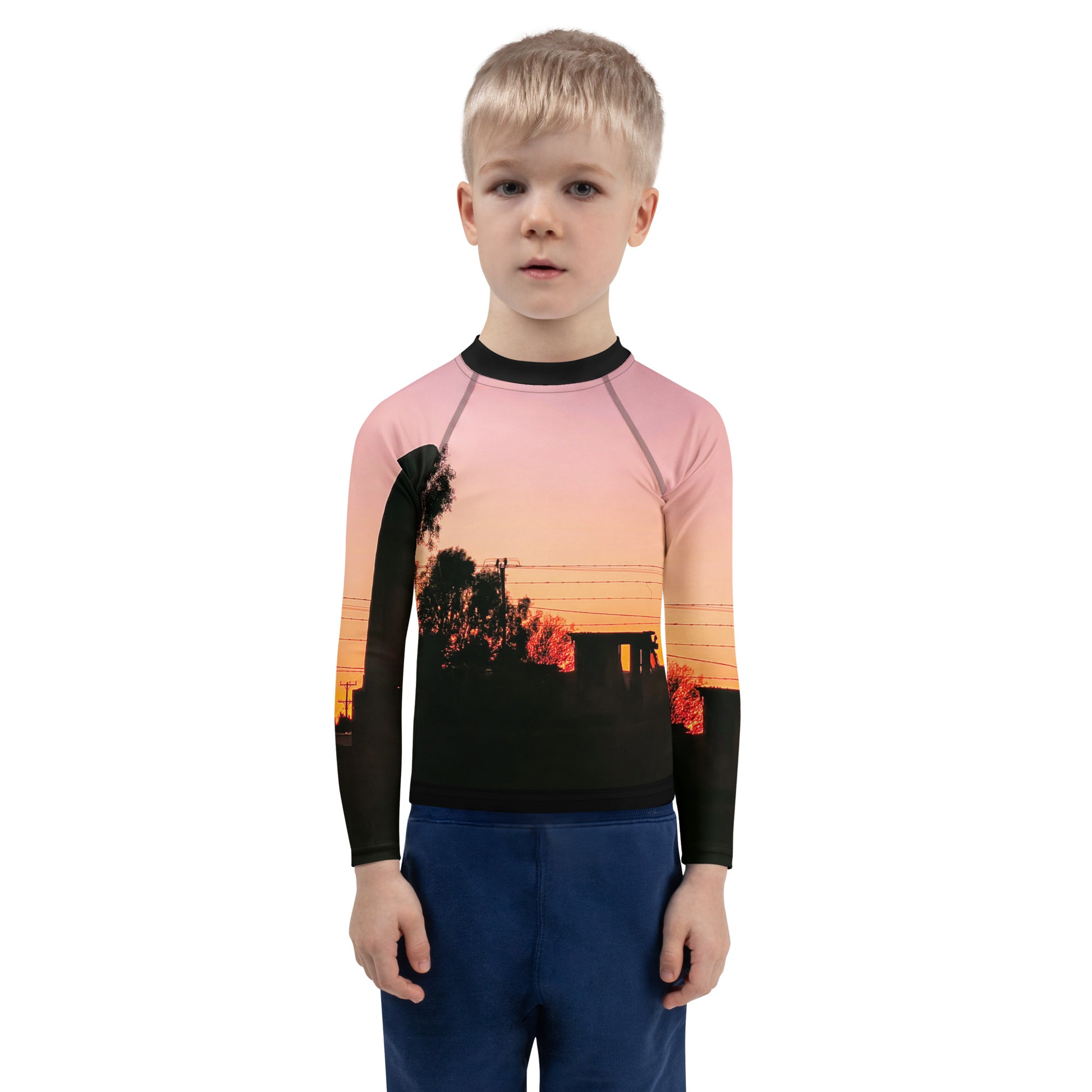 Sunrise Out the Back Kids Rash Guard - Red Dirt Dreaming by Em