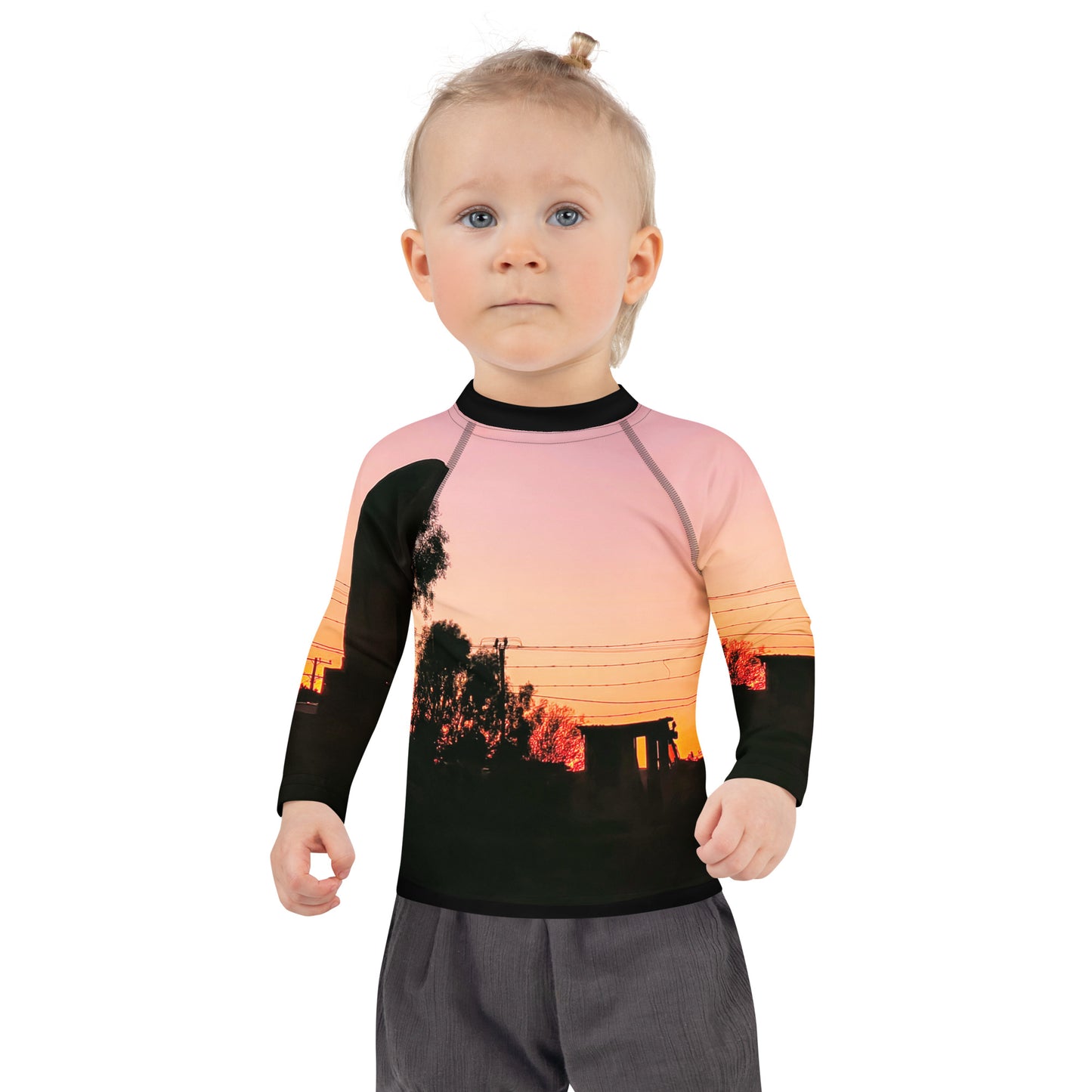 Sunrise Out the Back Kids Rash Guard - Red Dirt Dreaming by Em