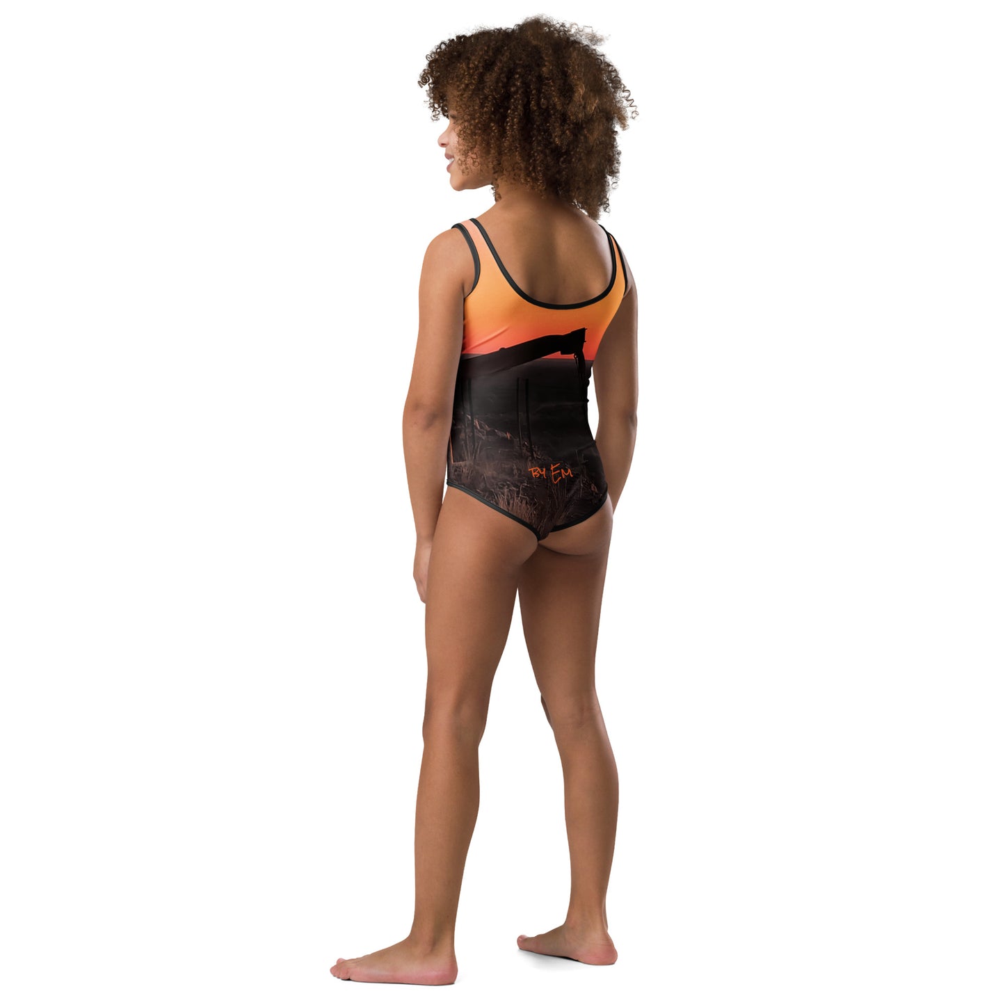 Old Copper Mining Headframe Kids Swimsuit - Red Dirt Dreaming by Em