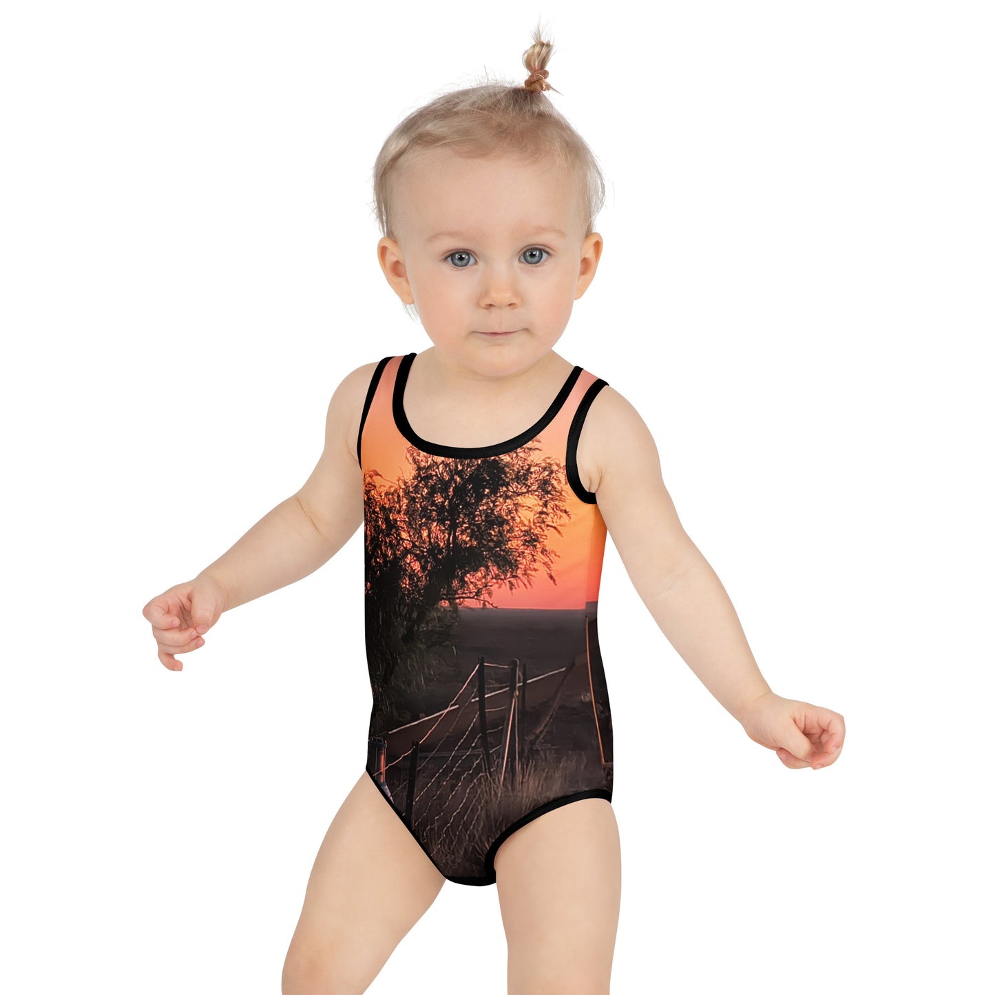 Old Copper Mining Headframe Kids Swimsuit - Red Dirt Dreaming by Em