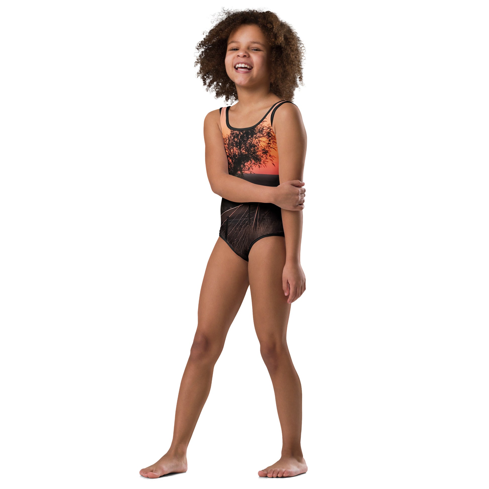 Old Copper Mining Headframe Kids Swimsuit - Red Dirt Dreaming by Em