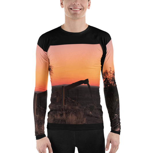 Old Copper Mining Headframe Men's Rash Guard - Red Dirt Dreaming by Em