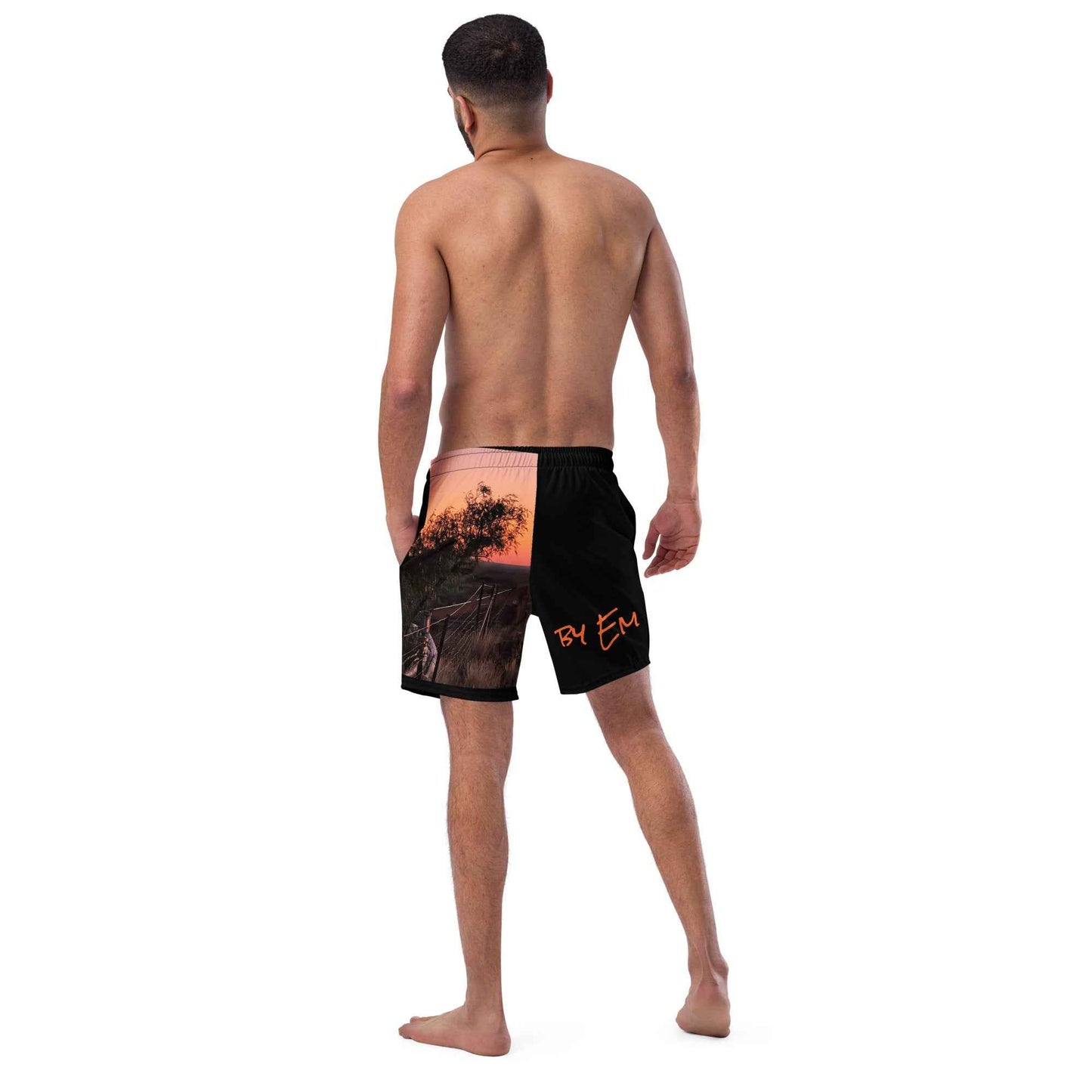 Old Copper Mining Headframe Recycled Swim Trunks - Red Dirt Dreaming by Em