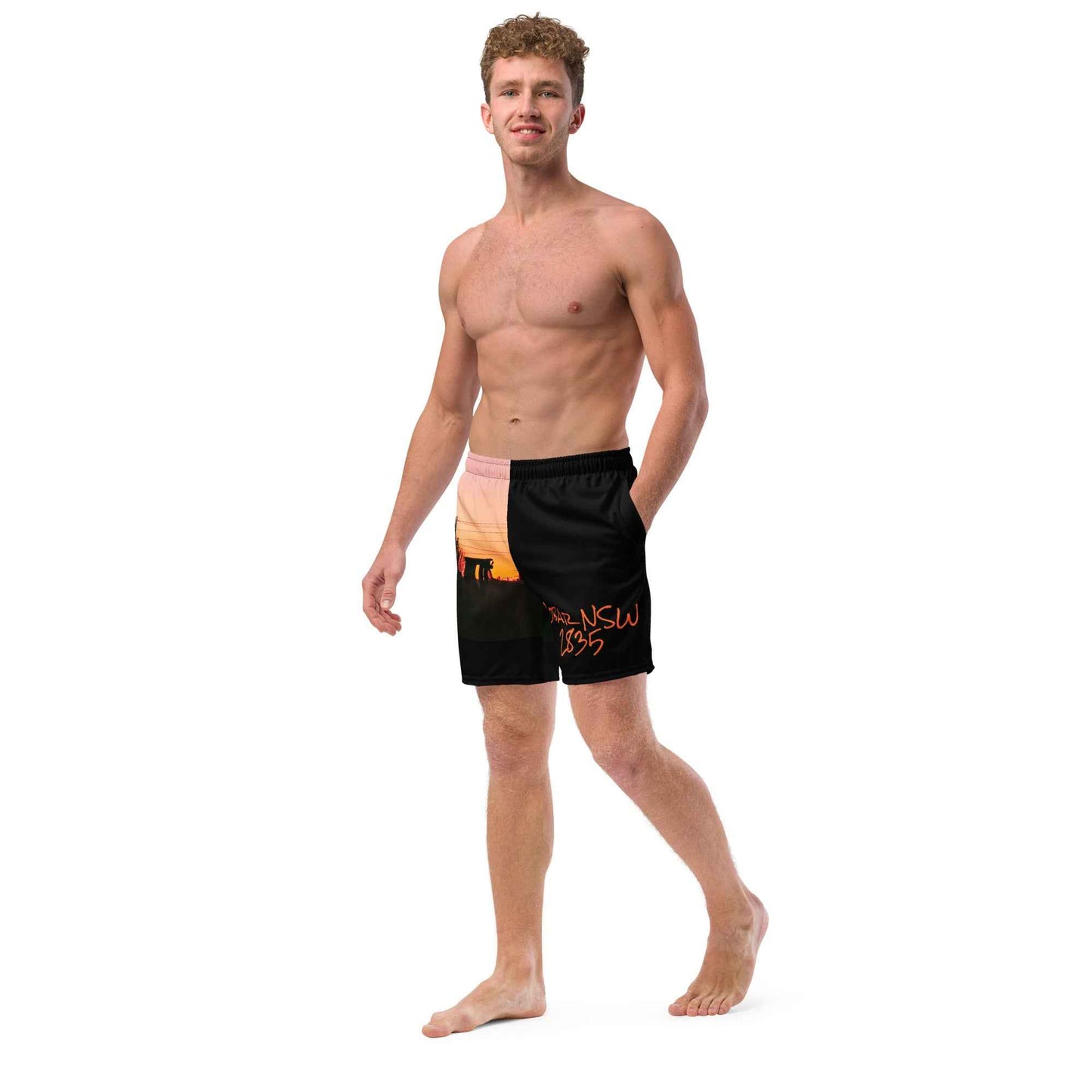 Sunrise Out the Back Recycled Swim Trunks - Red Dirt Dreaming by Em