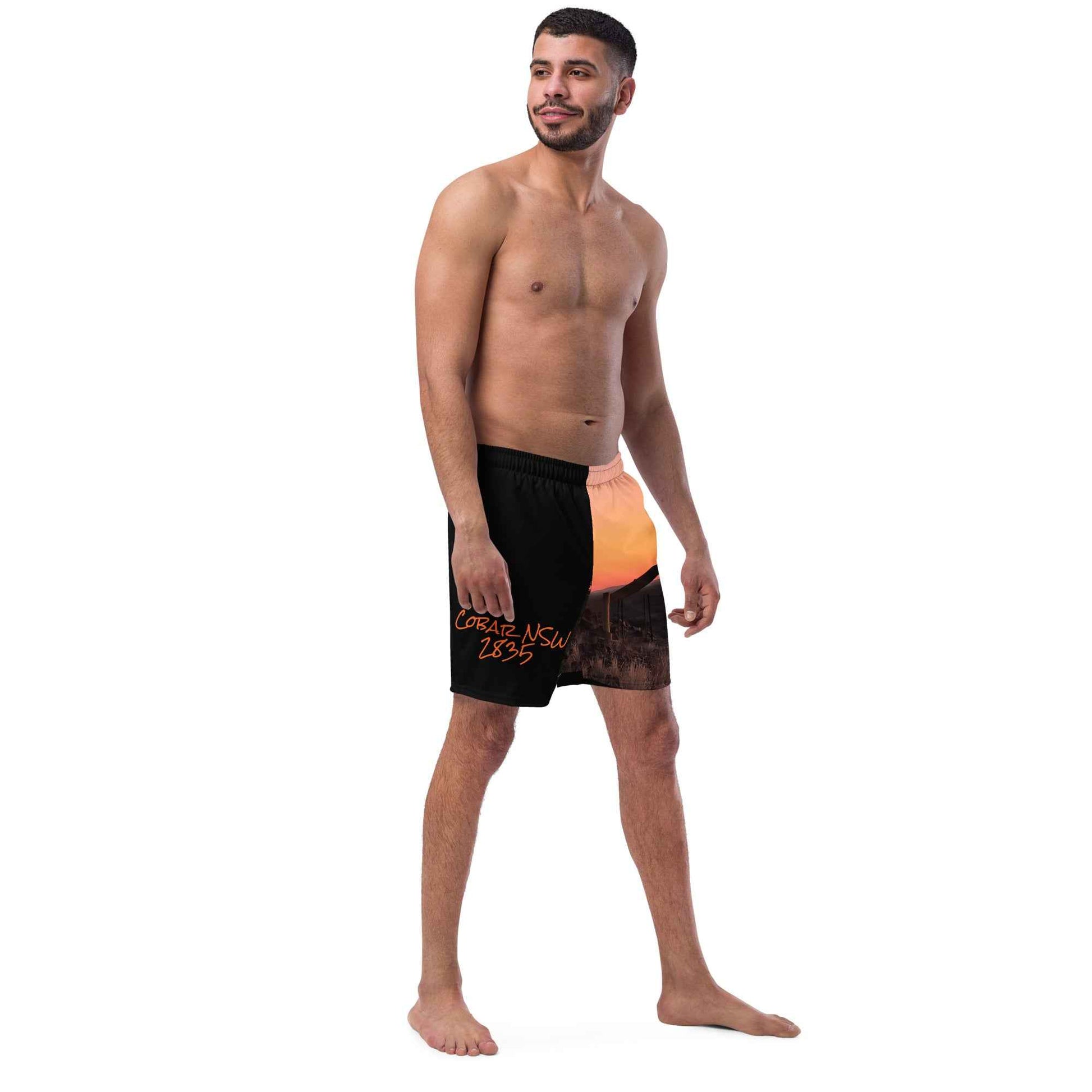 Old Copper Mining Headframe Recycled Swim Trunks - Red Dirt Dreaming by Em