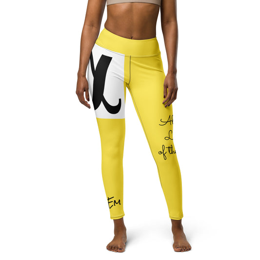 Alpha Leader of the Pack Yellow Yoga Leggings - Red Dirt Dreaming by Em