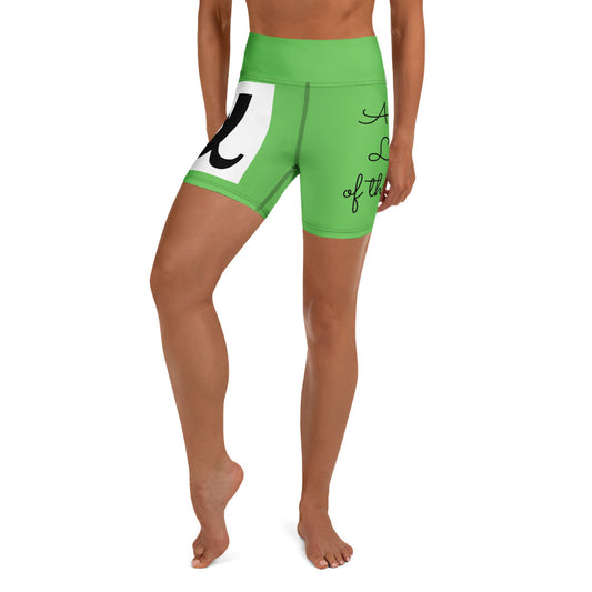 Alpha Leader of the Pack Mantis Green Yoga Shorts - Red Dirt Dreaming by Em