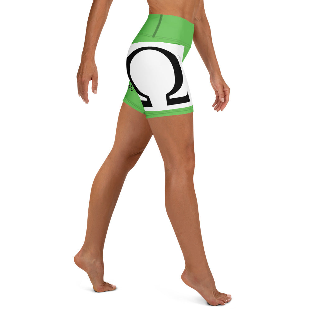 Omega Integral for Succor Mantis Green Yoga Shorts - Red Dirt Dreaming by Em