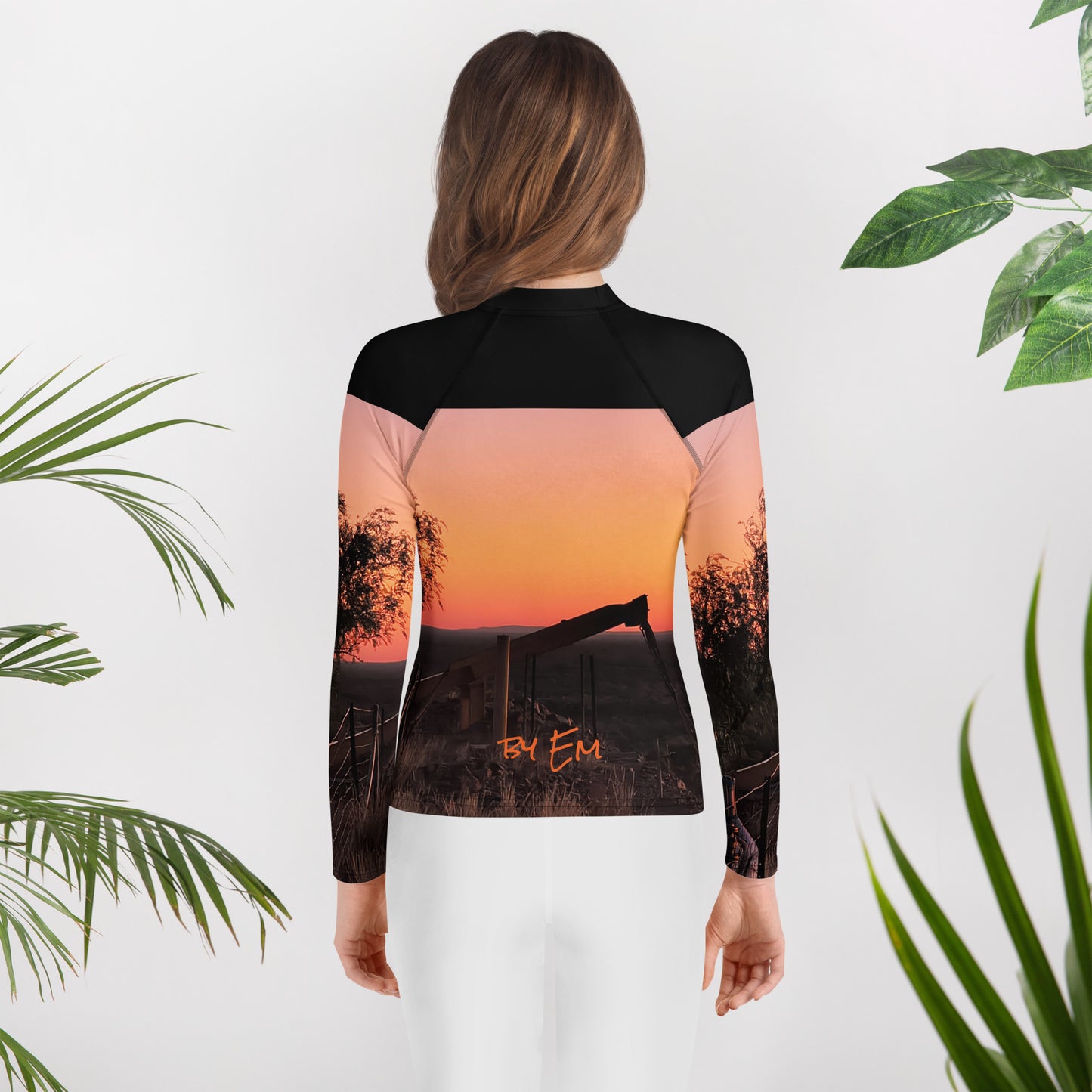 Old Copper Mining Headframe Youth Rash Guard - Red Dirt Dreaming by Em