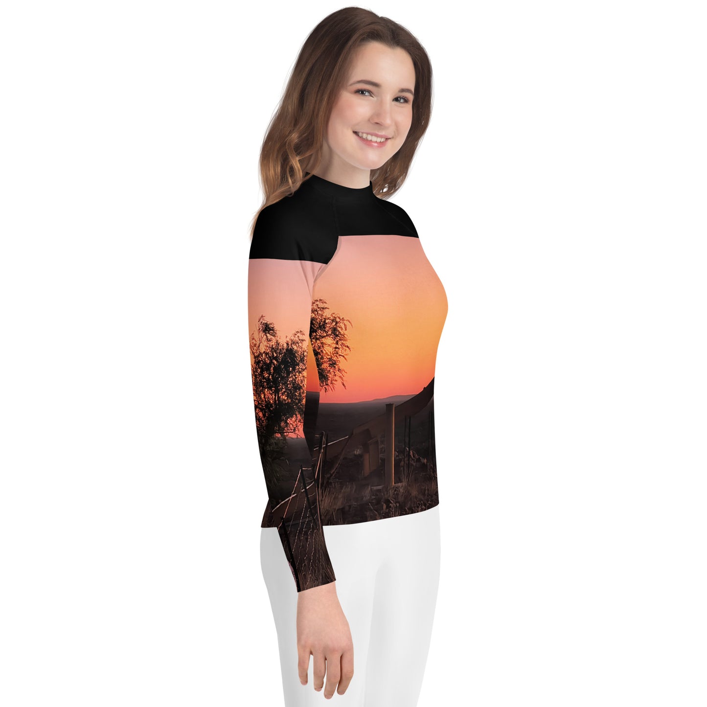 Old Copper Mining Headframe Youth Rash Guard - Red Dirt Dreaming by Em