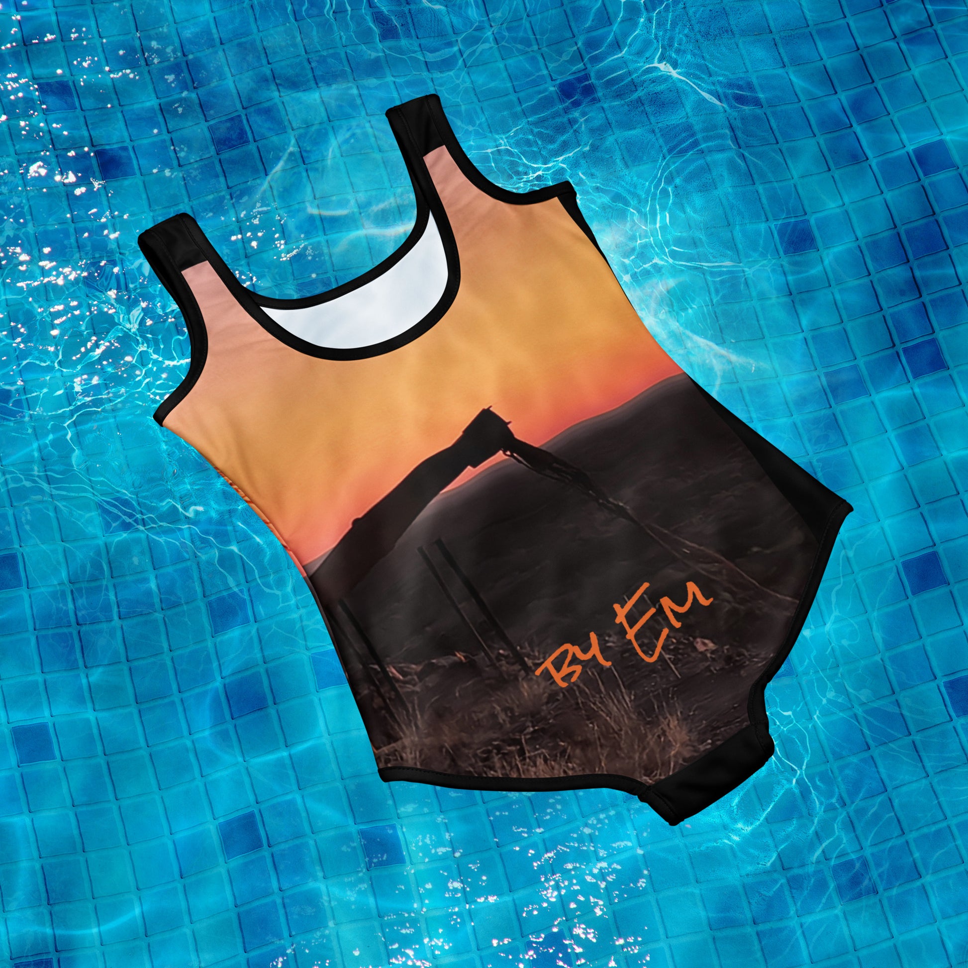 Old Copper Mining Headframe Youth Swimsuit - Red Dirt Dreaming by Em