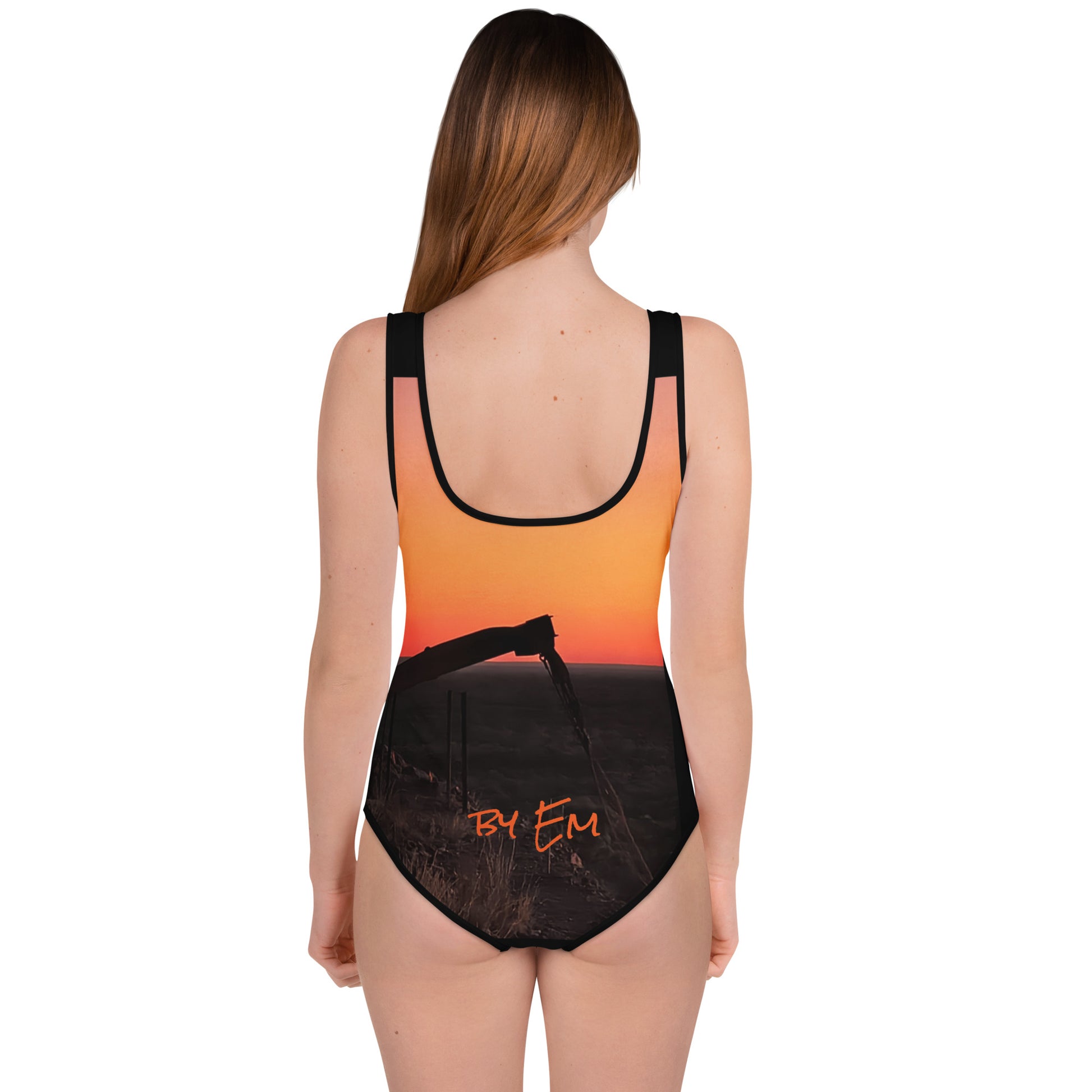 Old Copper Mining Headframe Youth Swimsuit - Red Dirt Dreaming by Em