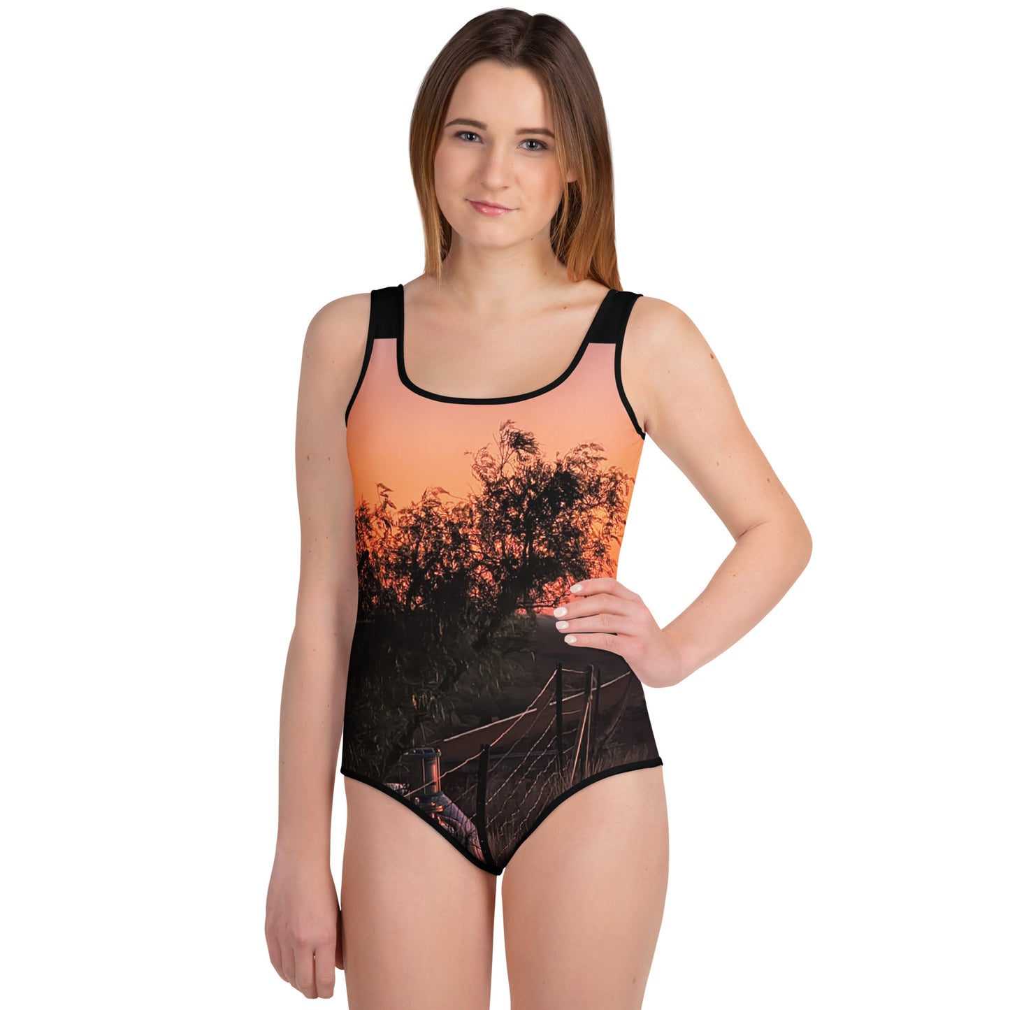 Old Copper Mining Headframe Youth Swimsuit - Red Dirt Dreaming by Em