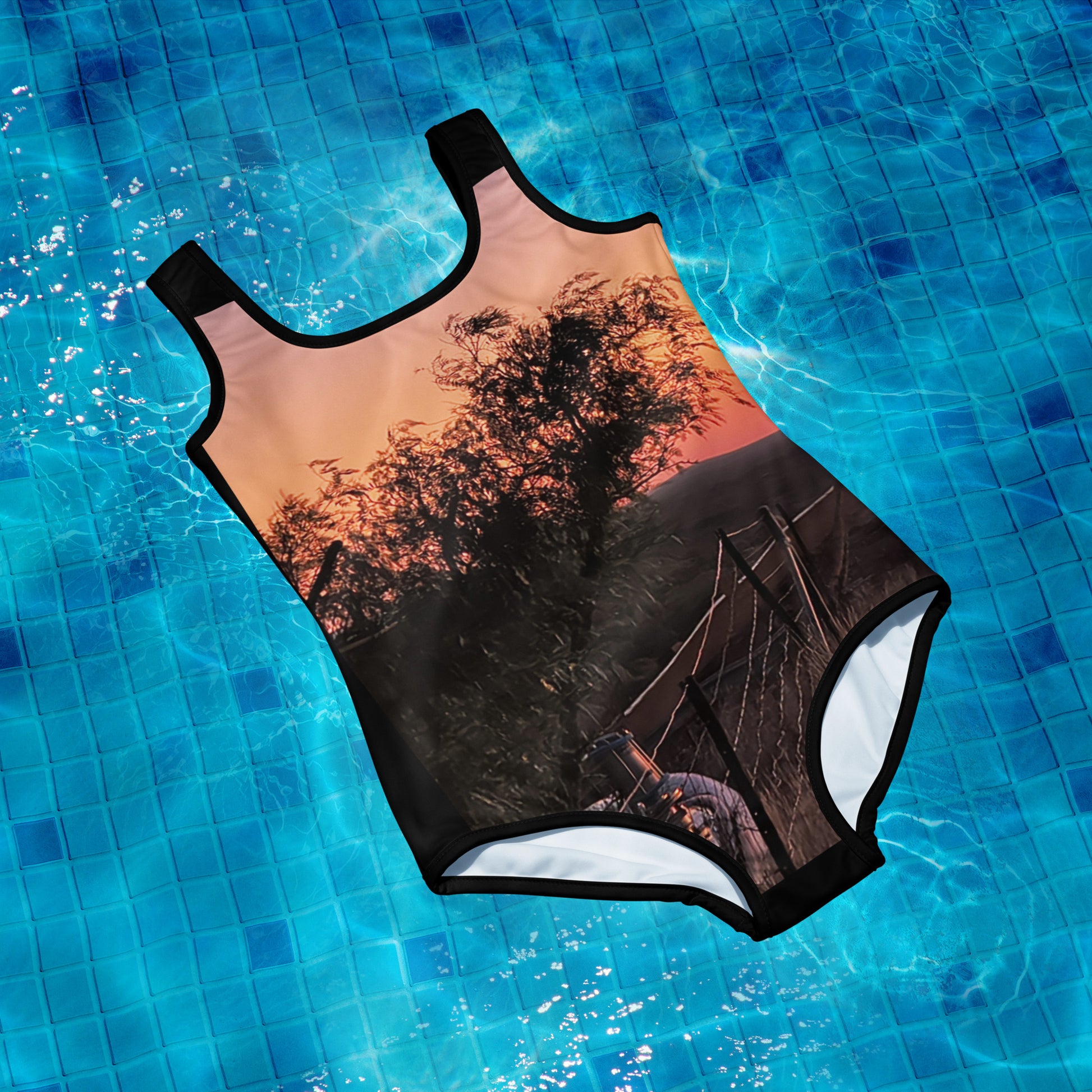 Old Copper Mining Headframe Youth Swimsuit - Red Dirt Dreaming by Em