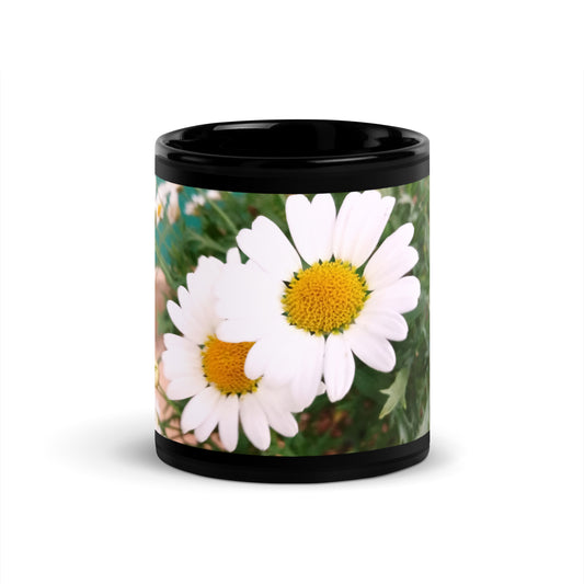 Daisy Black Glossy Mug - Red Dirt Dreaming by Em
