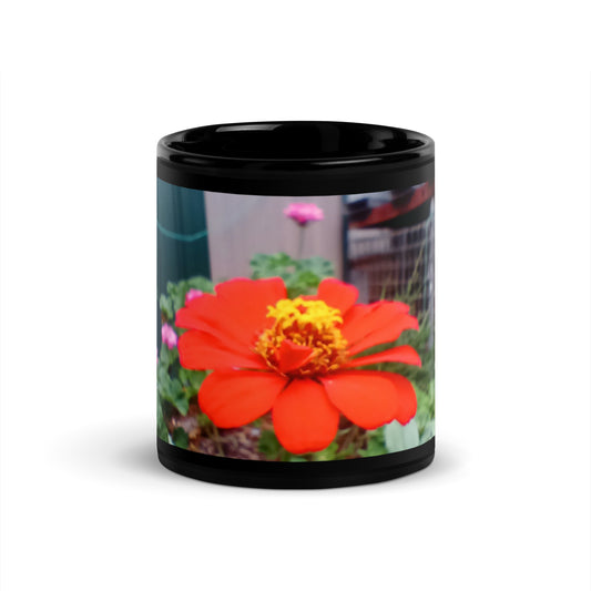 Zinnia Black Glossy Mug - Red Dirt Dreaming by Em