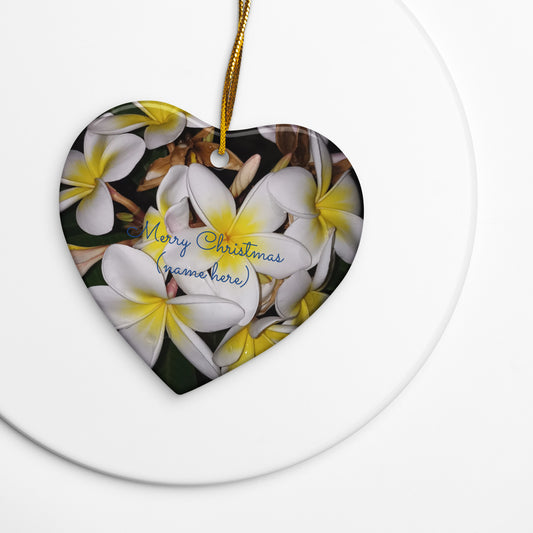 Australian Christmas - Mum's Frangipani Double-sided Ceramic Ornaments - Red Dirt Dreaming by Em