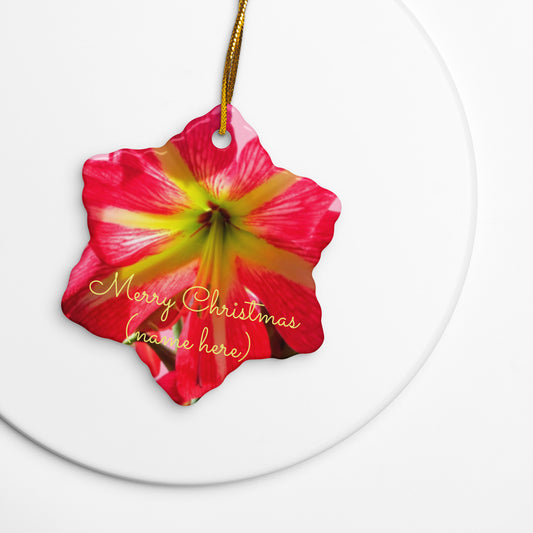 Australian Christmas - Hippieastrum Double-sided Ceramic Ornaments - Red Dirt Dreaming by Em
