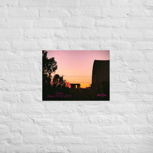 Sunrise Out the Back Poster - Red Dirt Dreaming by Em