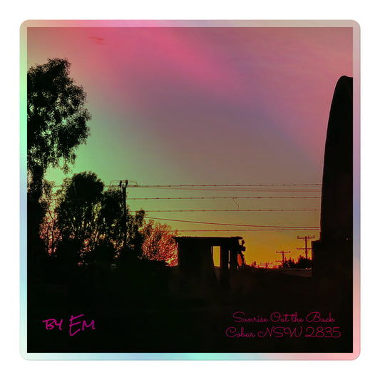 Sunrise Out the Back Holographic stickers - Red Dirt Dreaming by Em