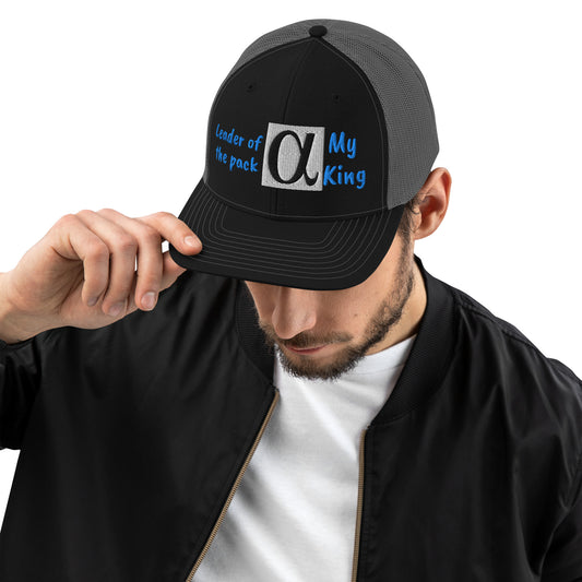 Alpha Leader of the Pack My King Trucker Cap - Red Dirt Dreaming by Em