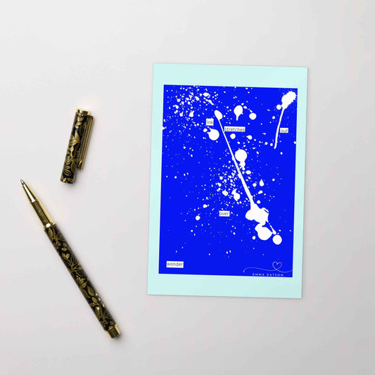 Ink Blue 1: Wonder - Found Poetry Post Card - Red Dirt Dreaming by Em