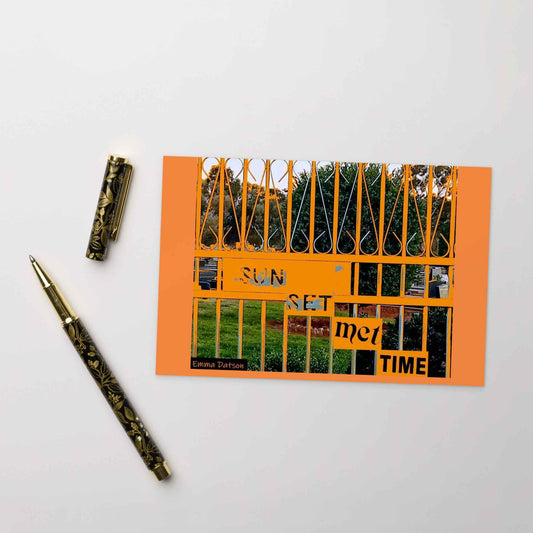Sunset Met Time - Found Poetry Post Card - Red Dirt Dreaming by Em