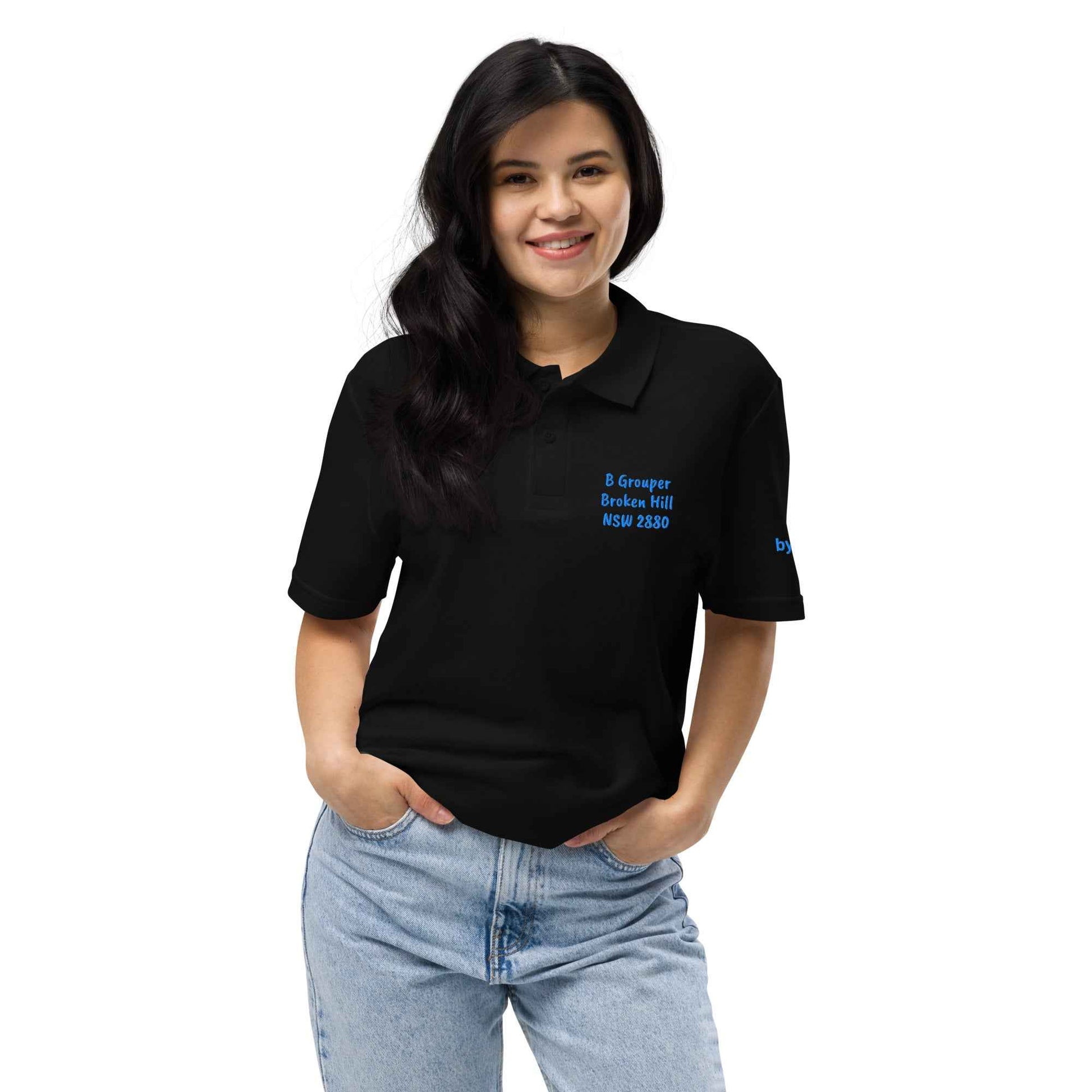 A Grouper Broken Hill Unisex Polo Shirt - Red Dirt Dreaming by Em