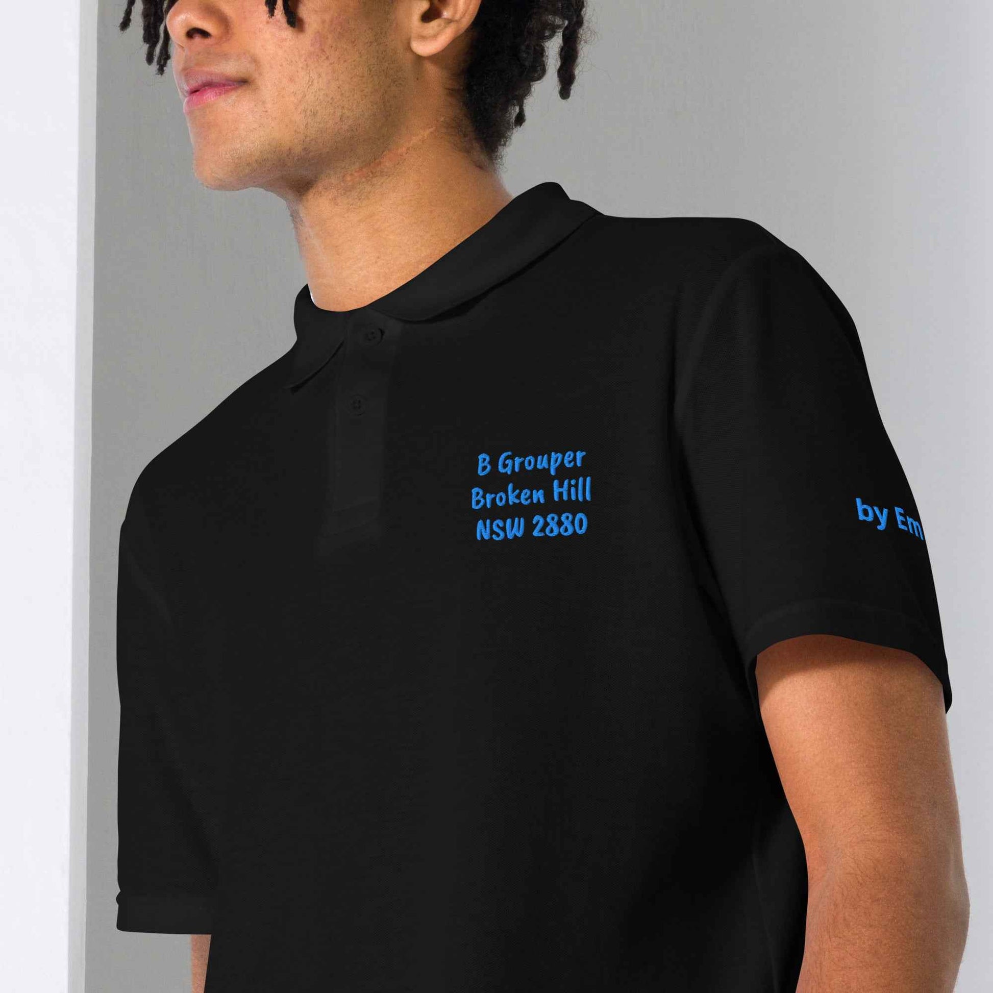 A Grouper Broken Hill Unisex Polo Shirt - Red Dirt Dreaming by Em