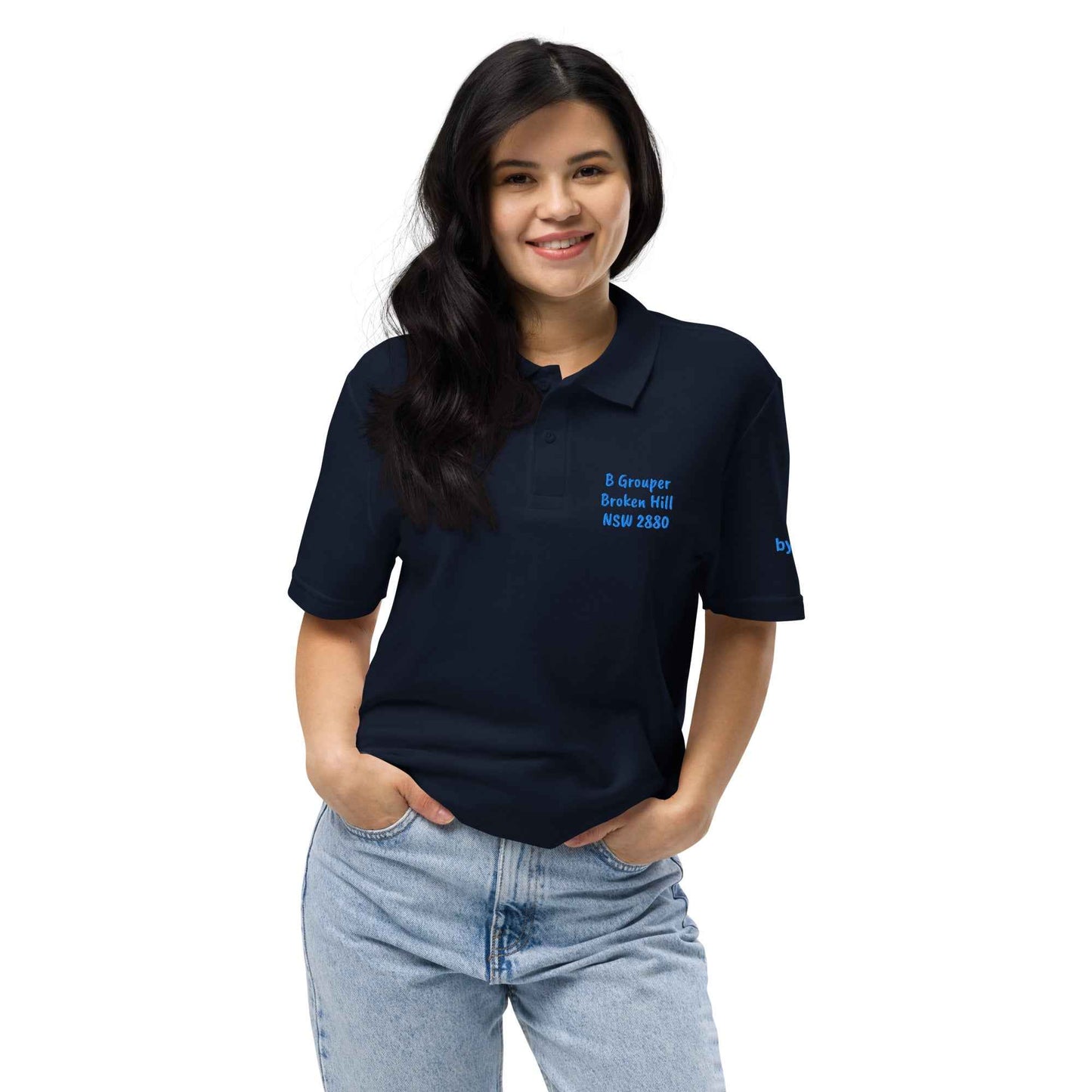 A Grouper Broken Hill Unisex Polo Shirt - Red Dirt Dreaming by Em