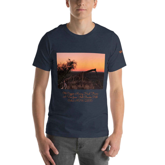 Old Copper Mining Headframe Unisex T-shirt - Red Dirt Dreaming by Em